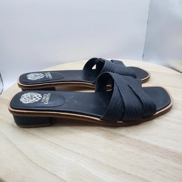 Vince Camuto Ydelle Crisscross Black Leather Slides Size size 8 M - Picture 3 of 8